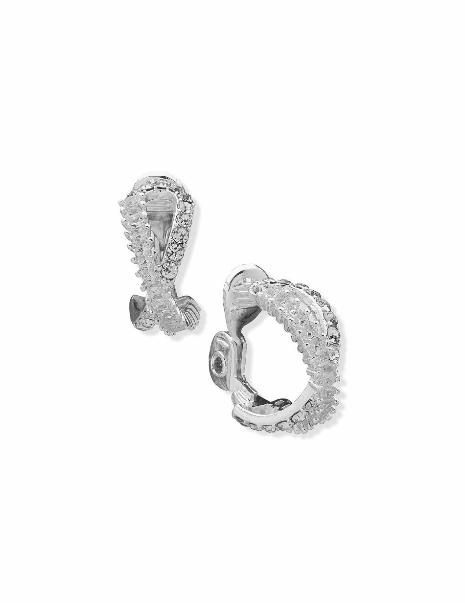 Earring Anne Klein Crystal Pave Baguette Hoop Clip   | UXZ-1275700